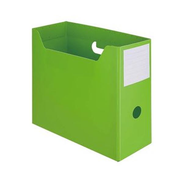 （まとめ）TANOSEE PP製ボックスファイル（組み立て式）A4ヨコ グリーン 1セット（10個）(×5セット)