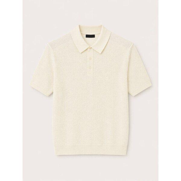男性綿混ニットトップ ポロカラーネック 夏 半袖Tシャツ 3色_JK