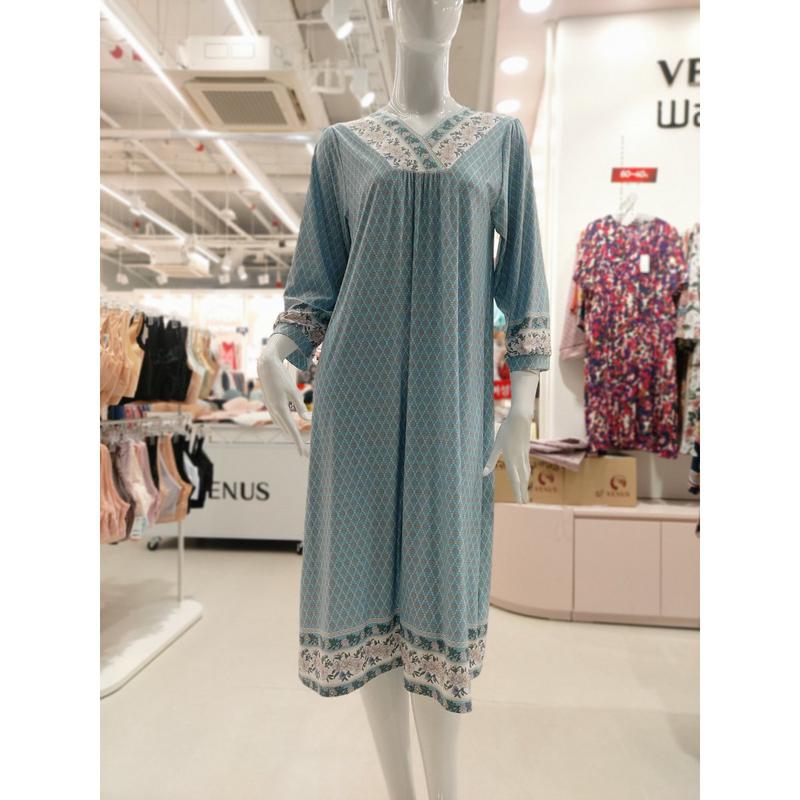 [釜山店][]ボーダー花柄女性ワンピース(VEV3922L GR)