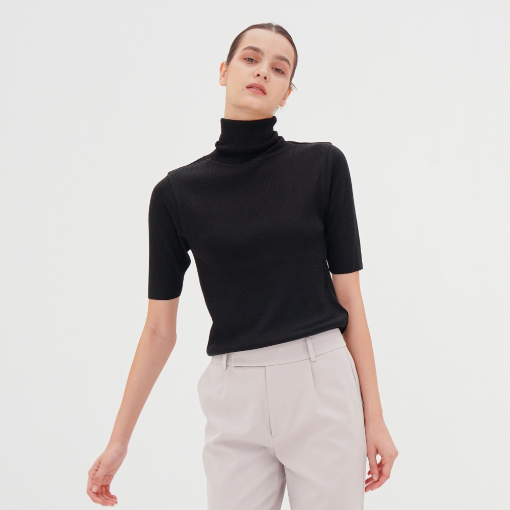 ACUD タートルネックリブニット _ブラック