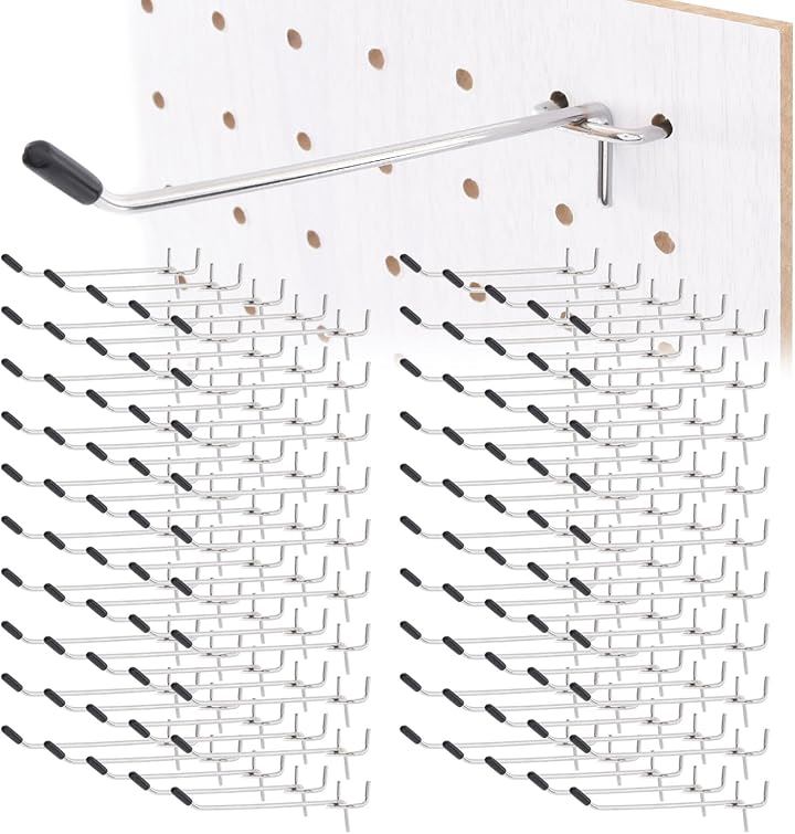 有孔ボード パンチングボード フック ボード厚 5.5mm対応 ゴム付き セット 穴 ピッチ25mm 穴径 固定 止め 金具 穴あき 15cm100個セット( シルバー)