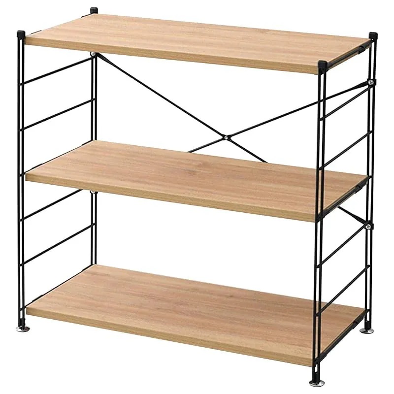 【即納】山善 ラック オープンシェルフ 幅85.5×奥行41.5×高さ85cm 3段 連結可能 簡単高さ調節 耐荷重約25kg(棚板1枚あたり) 組立品 オークサンドブラック MWS-80843(OA