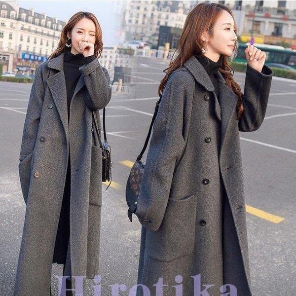 チェスターコート レディース ピーコート ロング丈 秋冬アウター 無地 ラシャコート ジャケット 通