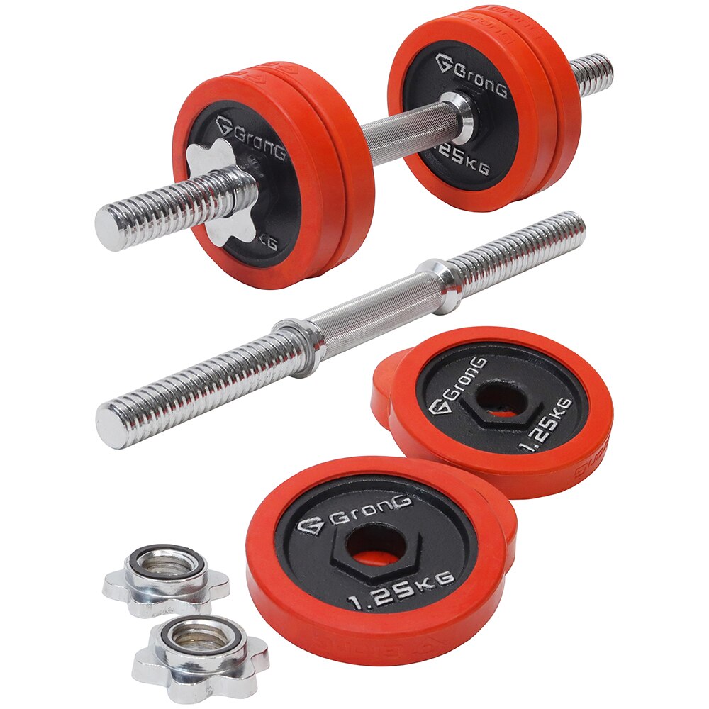 アイアン ダンベル セット プレート シャフト 重量変更可能 ラバーリング セット