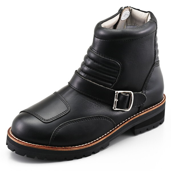 D38016 バイク ブーツ ライディングブーツ シャーリングライドブーツ 本革 牛革(フルグレインレザー) シフトパッド サイドジップ DS-002 ブラック 26.0cm/メンズ 12,512円