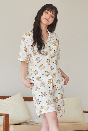 SPAO マングロジンコム 半袖パジャマ 上下セット BEIGE 韓国人気 かわいい