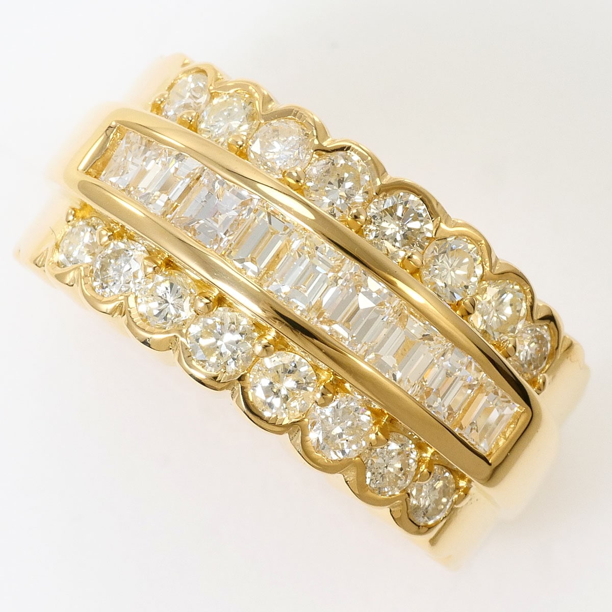 K18 18金 YG イエローゴールド リング・指輪 12.5号 ダイヤモンド 1.50ct 鑑別書 総重量約7.2g 中古