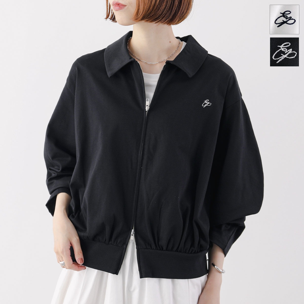 euphoric ユーフォリック ブルゾン EU-CT5210 レディース スウェット ジップアップ ロゴ刺繍 長袖 カラー2色