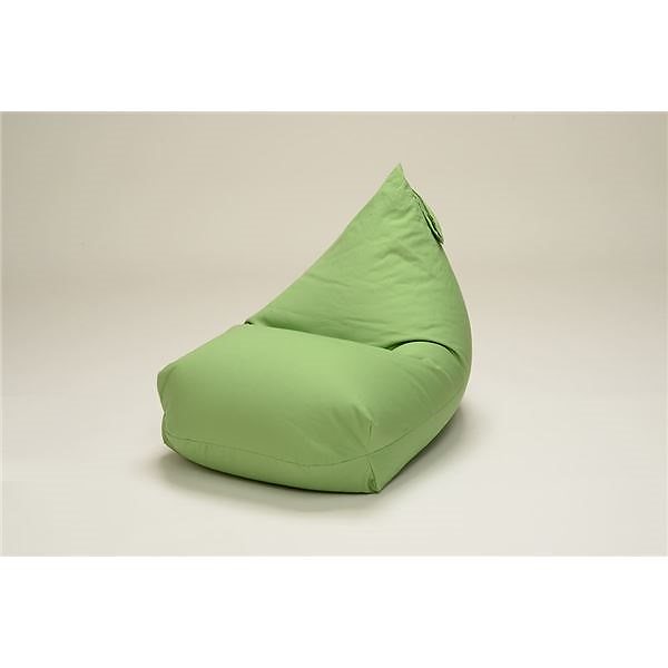 リラックス ビーズクッション/ローソファー 1人掛け ファブリック生地 グリーン ふっくらタイプ 座面高 25cm 日本製