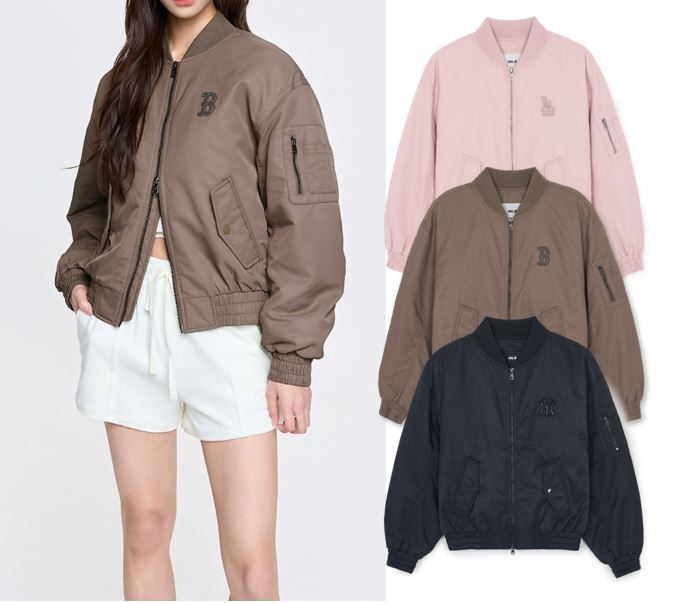 Nylon Crop Bomber Jacket (3FJPB0361-07PKL,3FJPB0361-43BRL,3FJPB0361-50BKS)