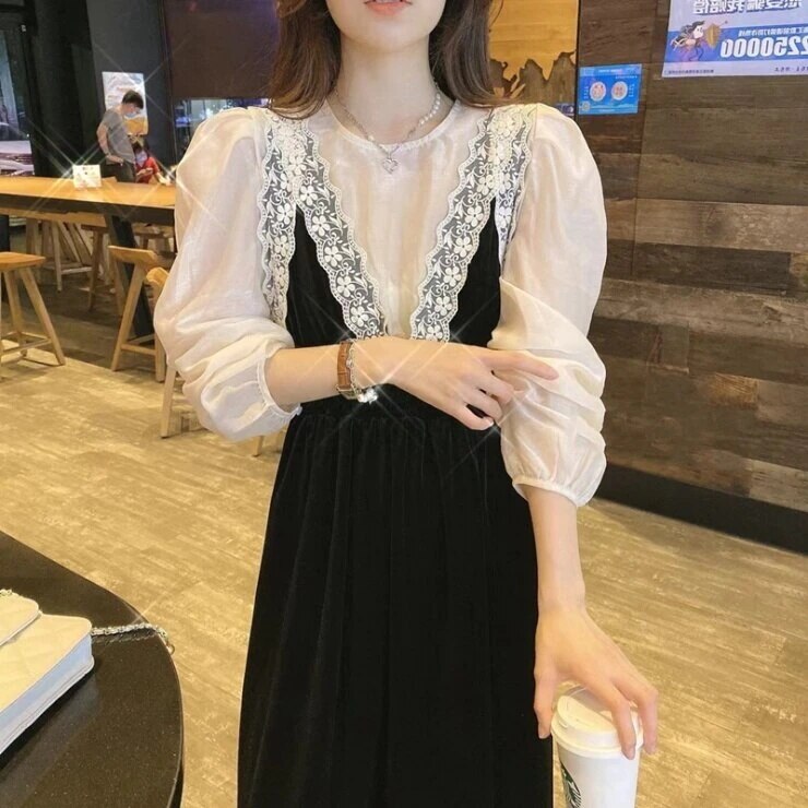 ワンピース　ロングワンピース　ロング　膝丈　マキシ　マキシワンピース　 シャツワンピース ツーピース風 スカート 細身 タイト　スリム　ハイウエスト フレア　フリル　おしゃれ　カワイイ　韓国　清楚感