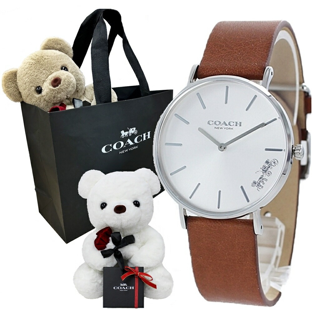 くまさんラッピング ショッパー付き コーチ 腕時計 手表 レディース 女性 誕生日 プレゼント 贈り物 女の子 プレゼント 10代 20代 彼女 妻 姪っ子 高校生 インテリア ぬいぐるみ
