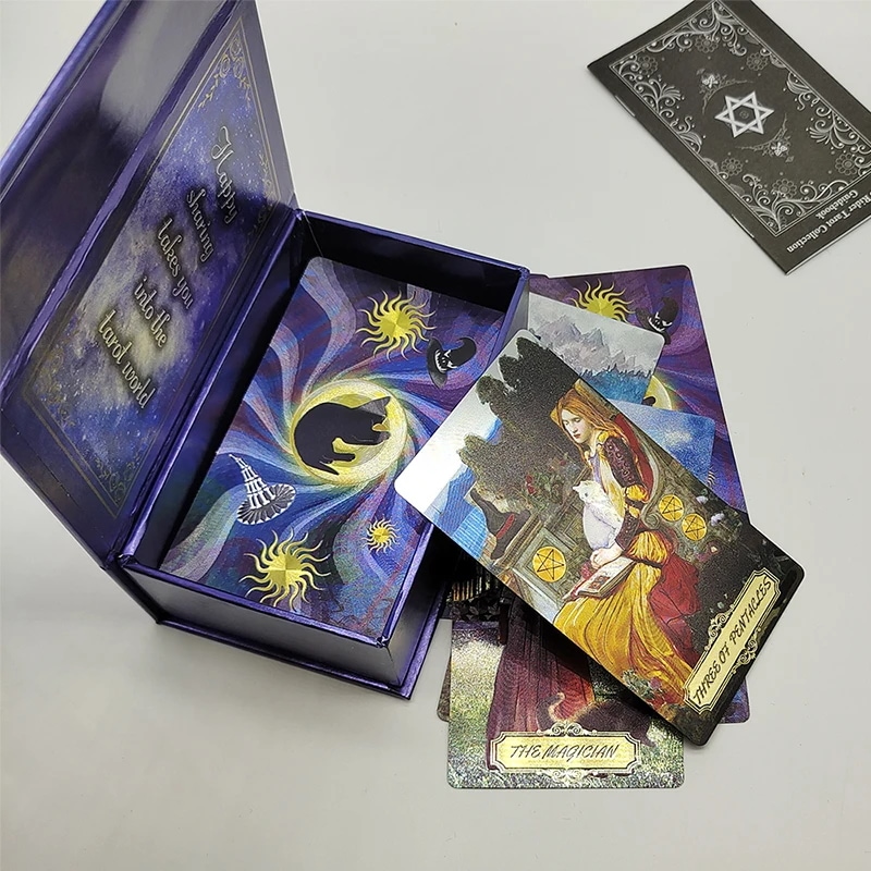 初心者とコレクターのための金箔タロットカードの新しく入社した予測ボードゲーム防水ミステリーデッキ