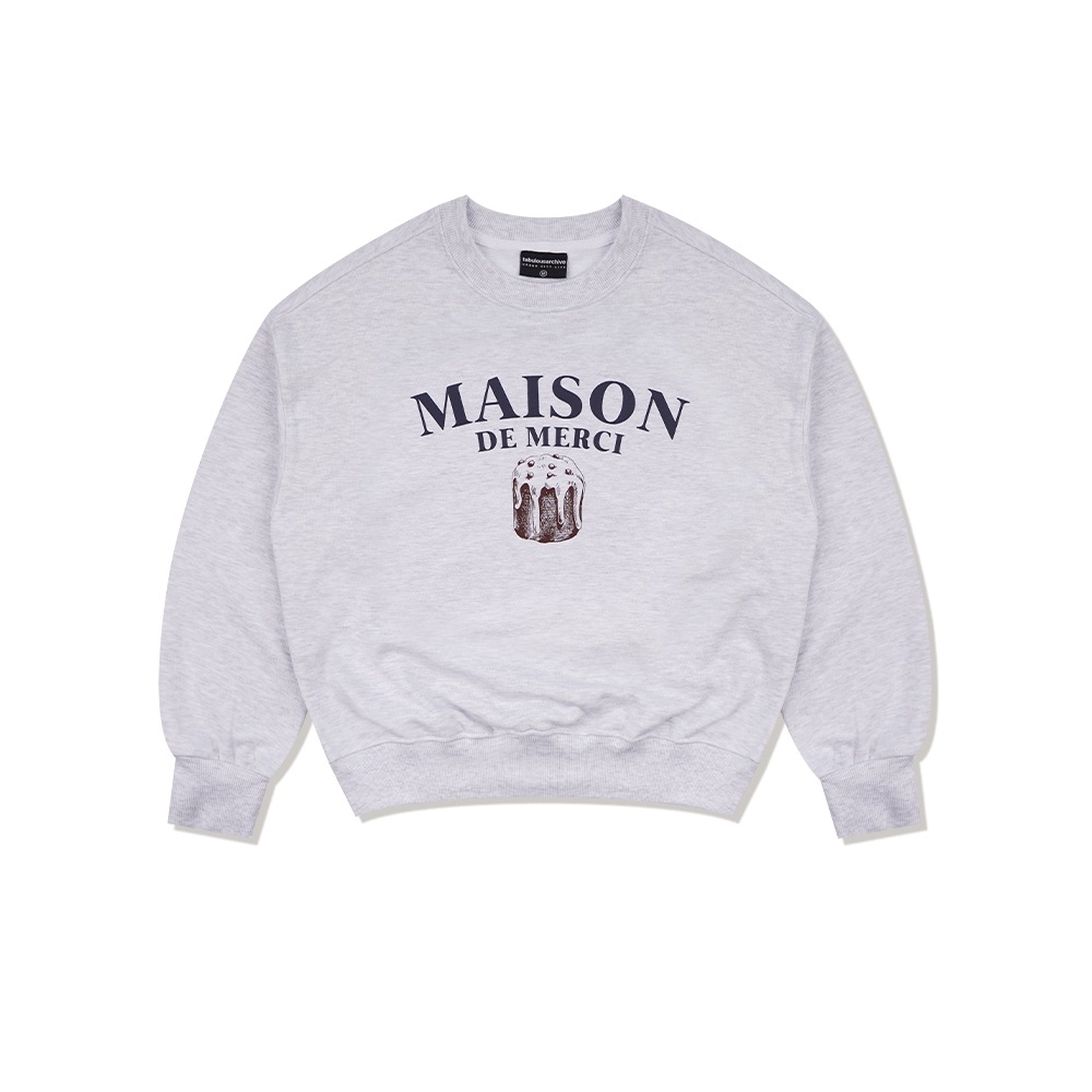 FABULOUS ARCHIVE 女性用クロップクラシックロゴカップケーキヘビーテリースウェットシャツアッシュグレー (FCD3TS705W)