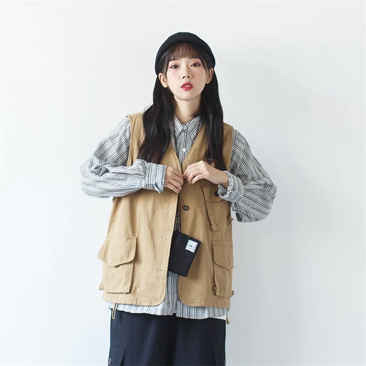 大人気！ 素敵なデザイン 韓国ファッション ベスト 袖なし タンクトップ 百掛け 単体ボタン ベスト