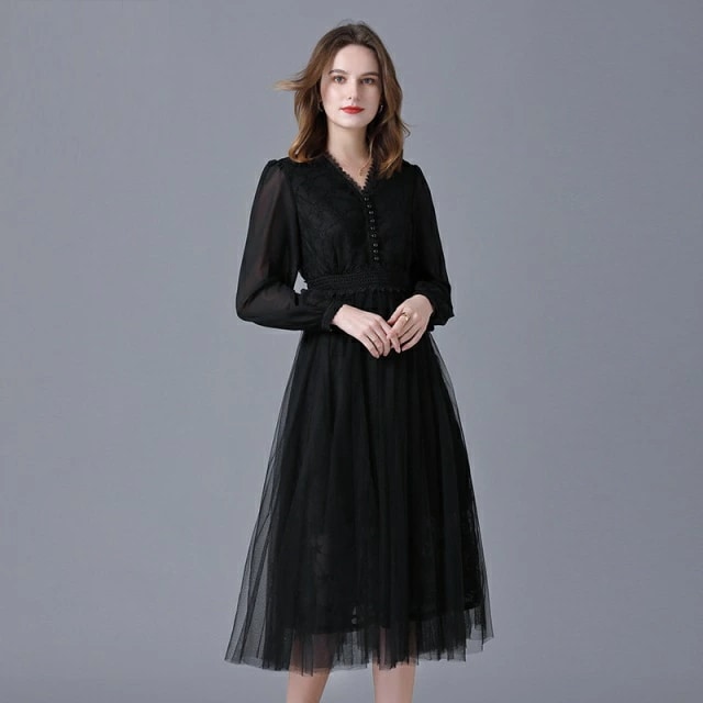 高品質大割引L～6L1色ブラック 大きいサイズ ドレス トップス ワンピース ワンピ パーティードレス パーティーワンピ 結婚式 二次会 お呼ばれ インスタ 撮影 アイドルクラシカル系 大人上