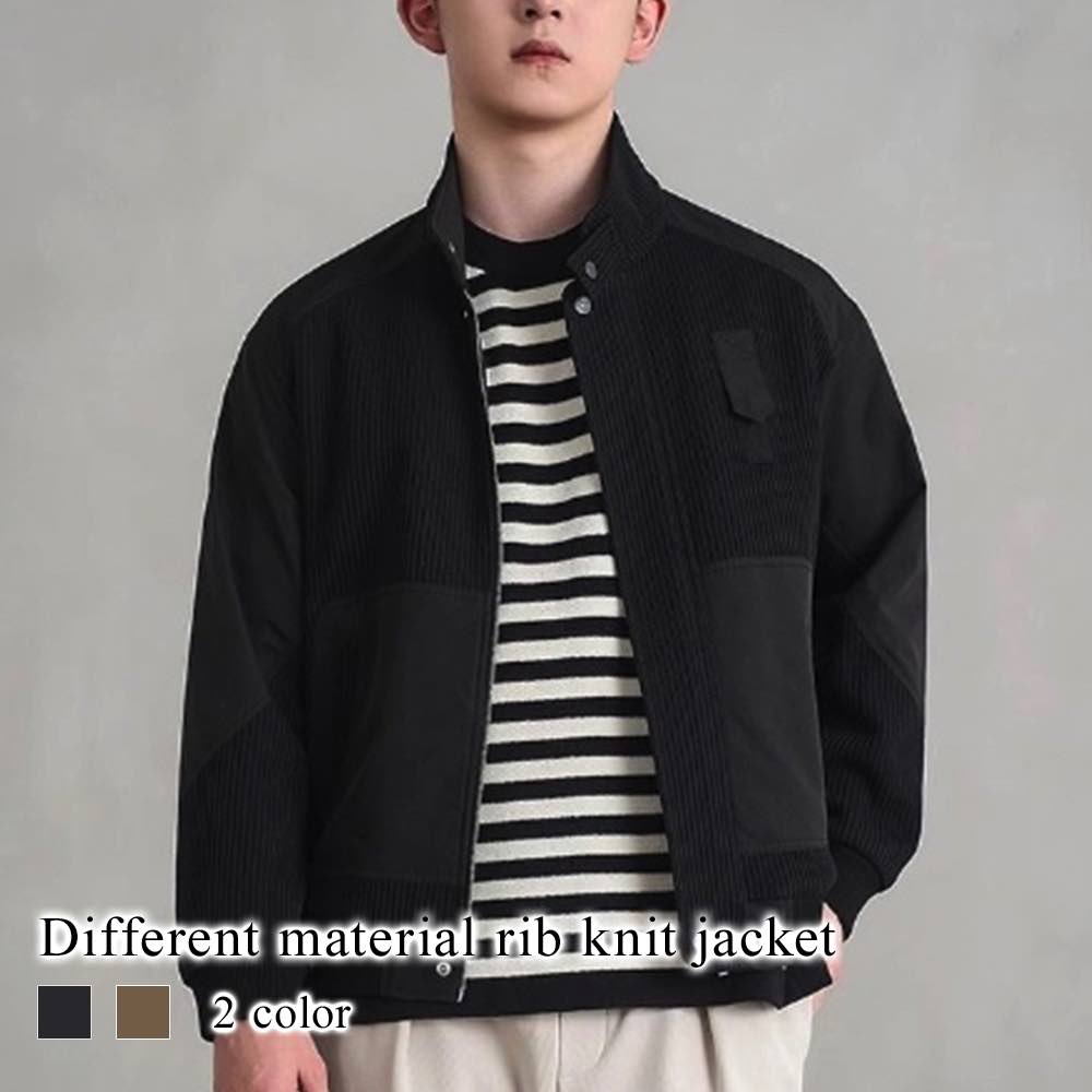 ブルゾン メンズ 異素材リブニットジャケット ゴルフ シニア 秋 おすすめ 40代 大きいサイズ ジャンパー きれいめ ジャケット かっこいい ボア 中綿 コーデ ウェア 作業着 厚手 パーカー 防寒
