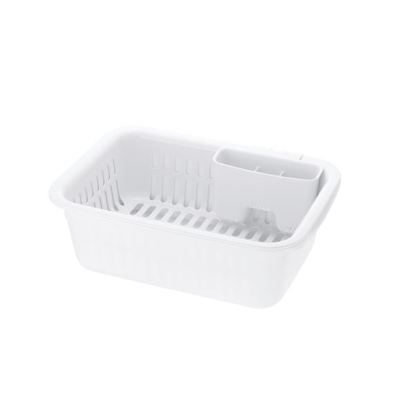 （まとめ） 水切りラックセット/キッチン用品 ホワイト M 抗菌加工 カトラリーポケット付 シェリー 20個セット 30,763円