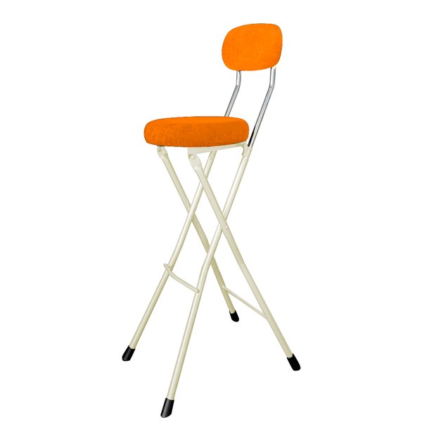折りたたみ椅子 ラウンドクッションチェアハイトール オレンジ／ミルキーホワイト