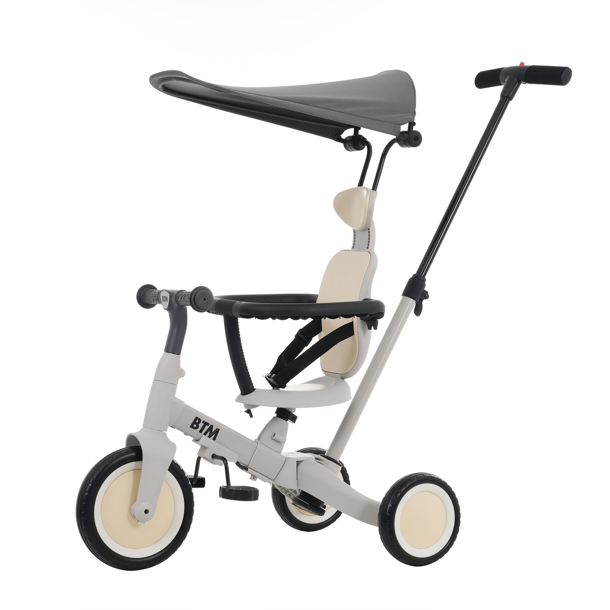 【MS325450 NEW COLOR:アイスクリム】子供用三輪車 5in1 自転車 オリジナル 押し棒付き 安全バー付き サンシェード付き