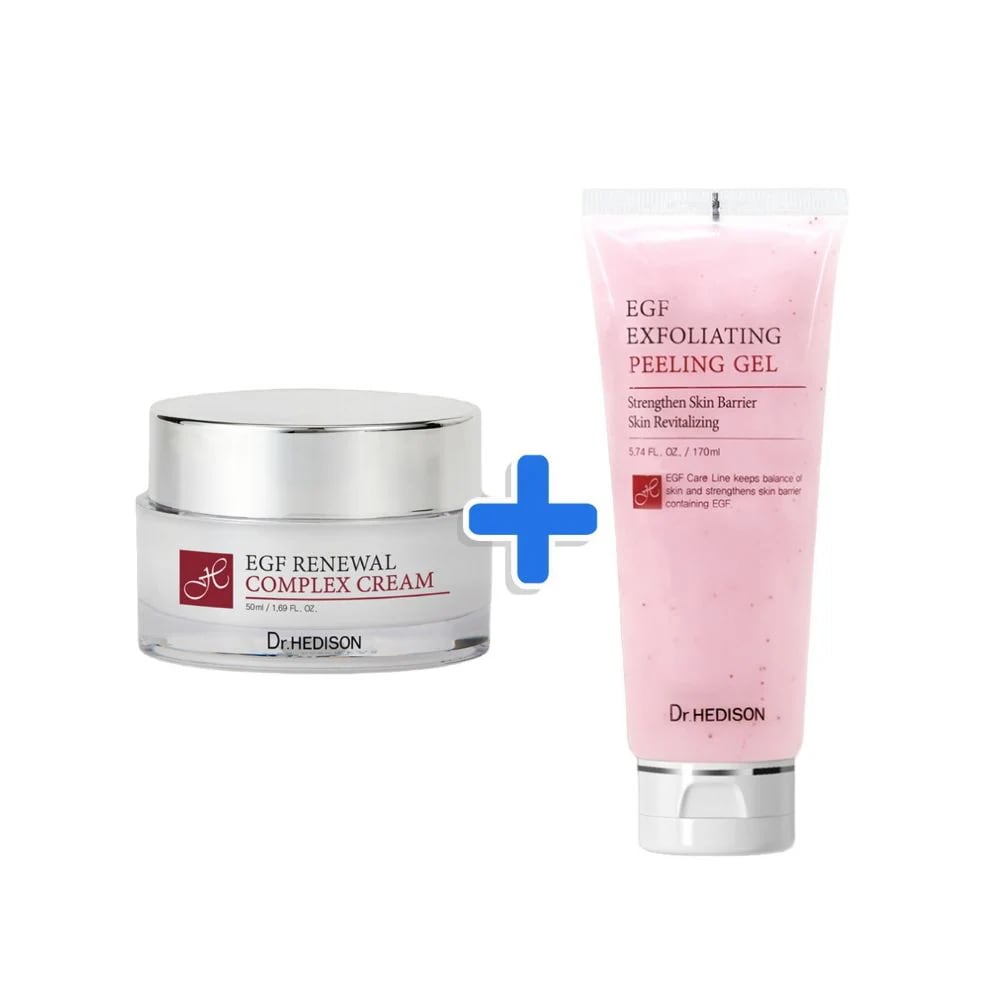 ドクターヘディソン EGF リニューアルコンプレックスクリーム 50ml + エクスポリエーティングピーリングジェル 170ml / 高保湿フェイスクリーム しっとりケア / 角質ケア