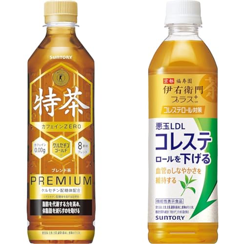 【セット買い】[トクホ]特定保健用食品 特茶カフェインZERO（カフェインゼロ）500ml×24本 + サントリー 伊右衛門プラス コレステロール対策 お茶 500ml ×24本 機能性表示食品