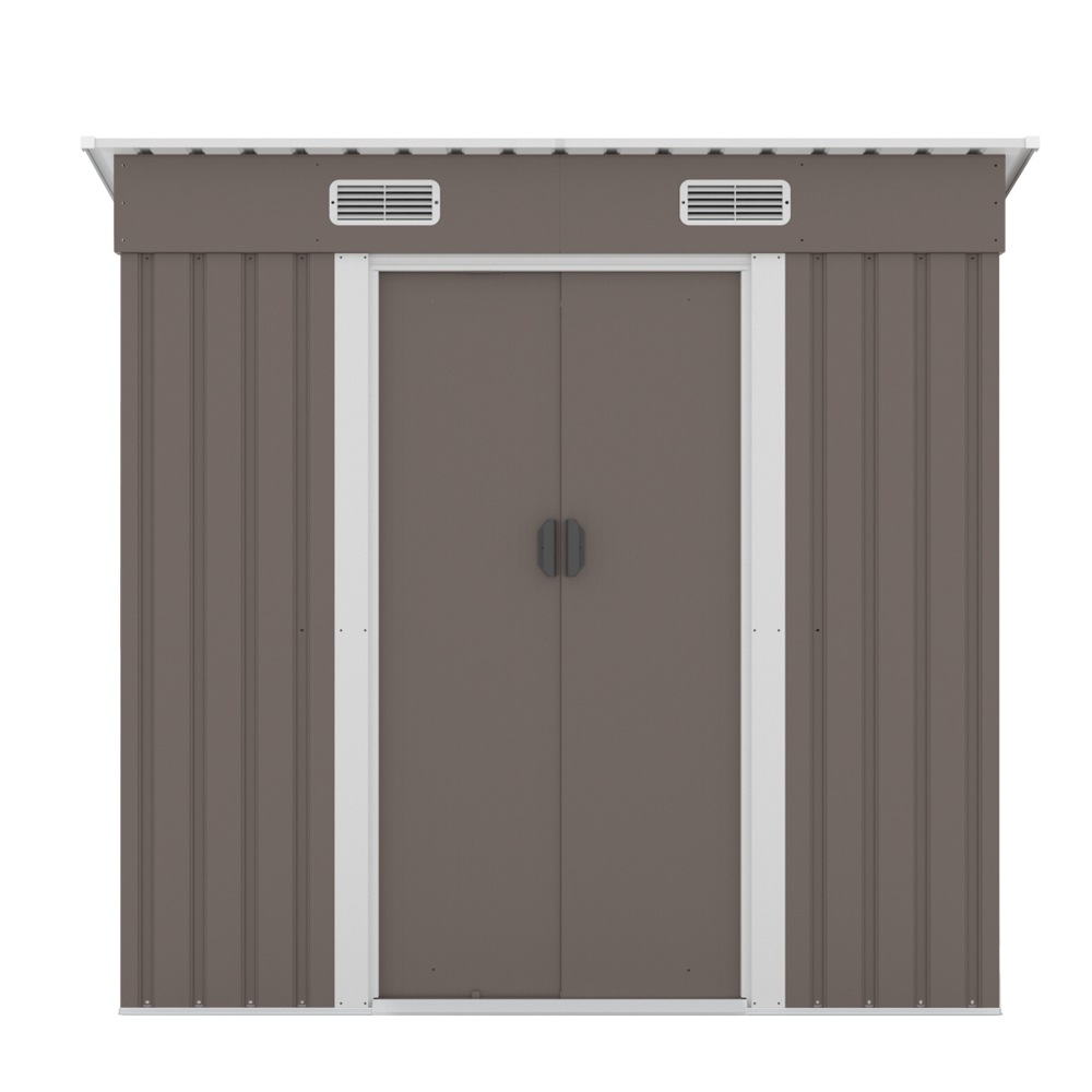 【国内発送】236【TYPE B ブラウン】物置 屋外 大型 倉庫 大型物置 戸外収納庫 物置 防水/耐侯 収納可能 ガーデン/庭/田畑/農場 頑丈 大容量 スチール　引き戸　補強フレーム付き 換気口