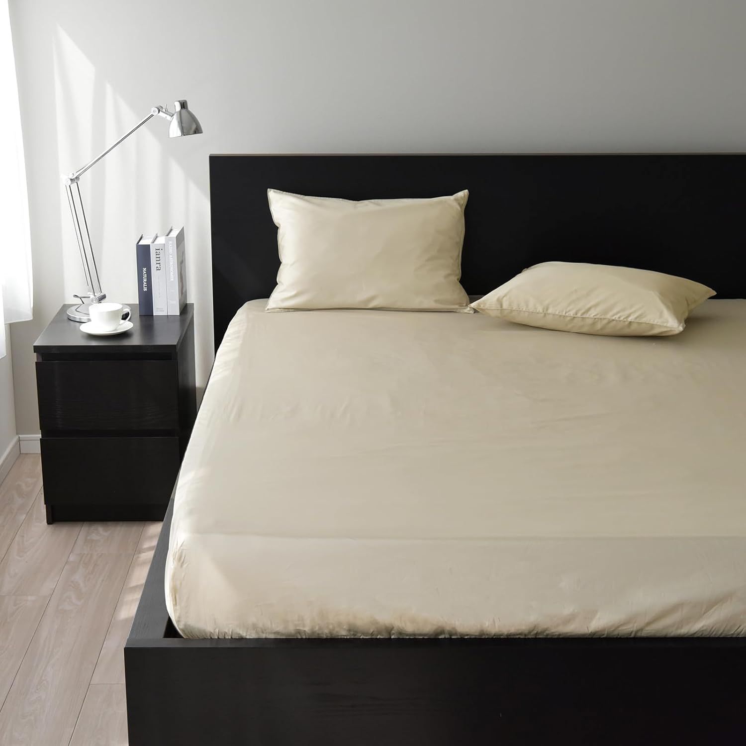 ボックスシーツ 日本製 ワイドキング 綿100％ サテン350本高密度生地 防ダニ ベッドシーツ シルクのような肌触り 北欧 おしゃれ 超長綿 北欧 ホテル仕様 ノーブル (ワイドキングサイズ 200