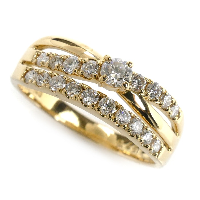 K18YG イエローゴールド リング・指輪 ダイヤモンド0.48ct 12号 2.9g レディース 中古