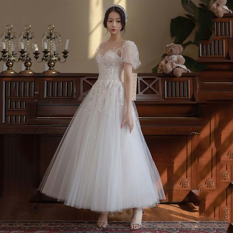 パーティードレス 結婚式 発表会ドレス 白いロングイブニングドレスウェディングドレス花嫁用妖精のような誕生日パーティードレス女性らしい雰囲気