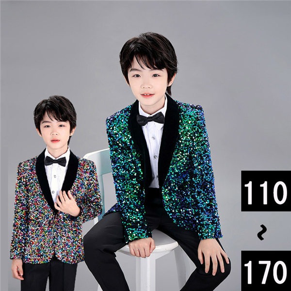 キッズ ジャケット（単品）ステージ衣装 キッズ 演出服 スパンコール 男の子 ピアノ発表会 王子様 貴族服装 舞台 演劇オペラ声楽 コスプレ衣装 イベント 学園祭 文化祭 学芸会 学習発表会 ハロウィ