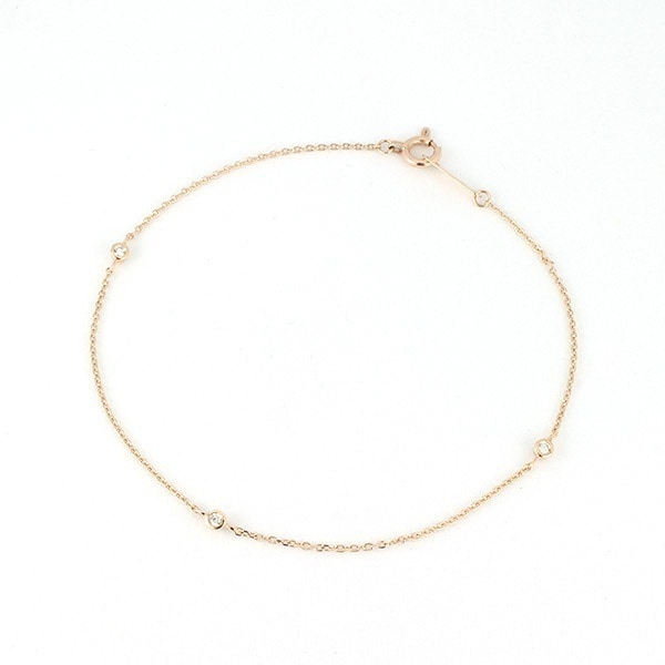 正規紙袋＆箱付 ブレスレット 三粒ブレスレット K10ピンクゴールド プレゼント