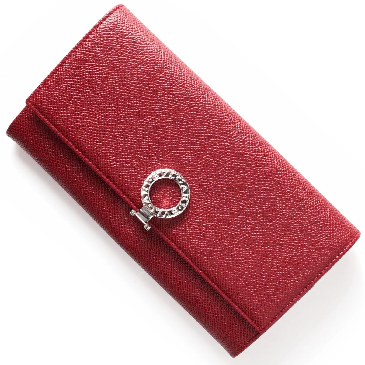 BVLGARI 33889 BB ブルガリ レディース 長財布 ブルガリ ブルガリ ロゴクリップ グレインカーフレザー ルビーレッド×シルバー