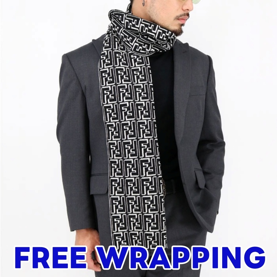 ロゴマフラー FXS124 ALGS レディース メンズ ウール FF柄 ズッカ柄 ユニセックス プレゼント