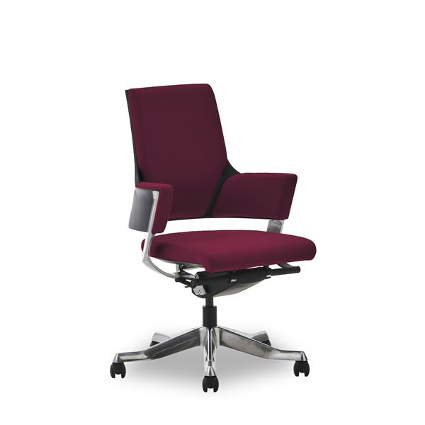 オフィスチェア DELPHIII ファブリック ミドルバック バーガンディ 組立品