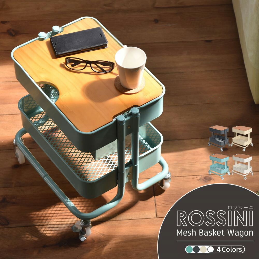メッシュバスケット ワゴン 2段 シンプル ROSSINI ROW-F2S 組立式