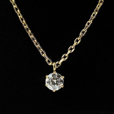 モアサナイト ネックレス レディース イエローゴールド 加工 Forever Brilliant プレゼント 女性 ブランド ダイアネックレス 一粒モアサナイト K18イエローゴールド 鑑定書付き