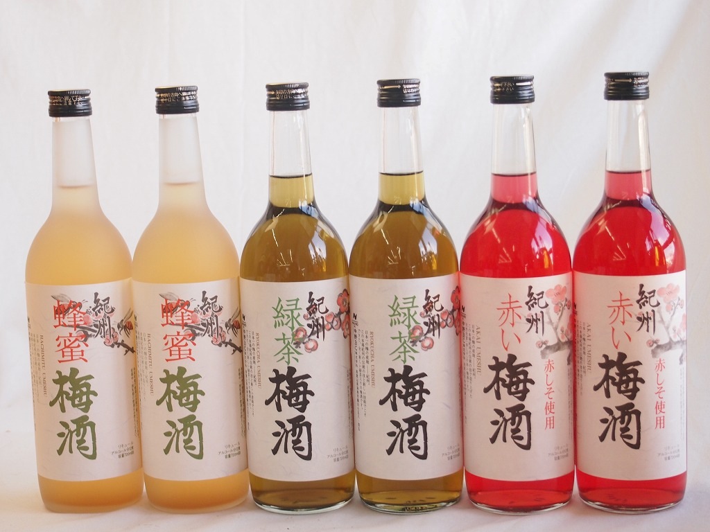 梅酒6本セット(赤しそ赤い梅酒(和歌山) 蜂蜜梅酒(和歌山) 緑茶梅酒(和歌山)) 720ml6本