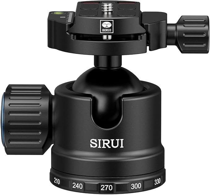 低重心ボールヘッド プロ仕様 40mm ヘビーデューティ 360パノラマ回転 CNCアルミニウム合金製 三脚雲台 デジタル一眼レフ・カムコーダー対応 クイックリリースプレート付き 最大荷重40kg