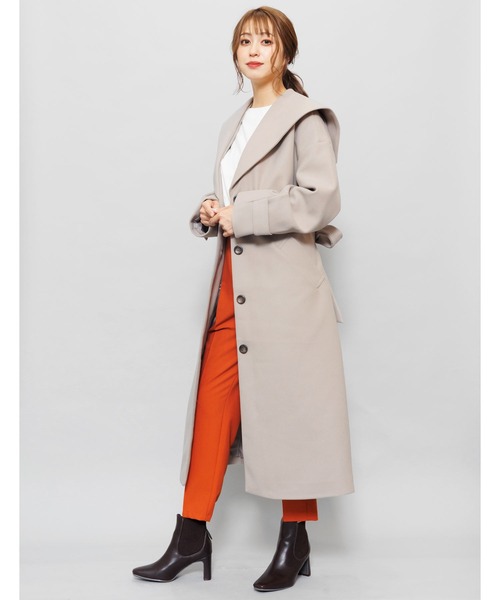 Qoo10 mili an deni ニットモッサセーラーカラーコート ロング