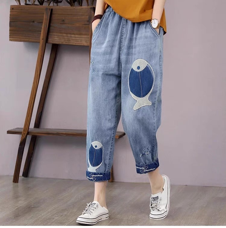 レディース パンツ ボトムス Gパン テーパードパンツ ロングパンツ デニムパンツ アンクル丈 クロップド丈 ストリート ポケット ハイウエスト ウエストゴム ヴィンテージ ブルーデニム かわいい