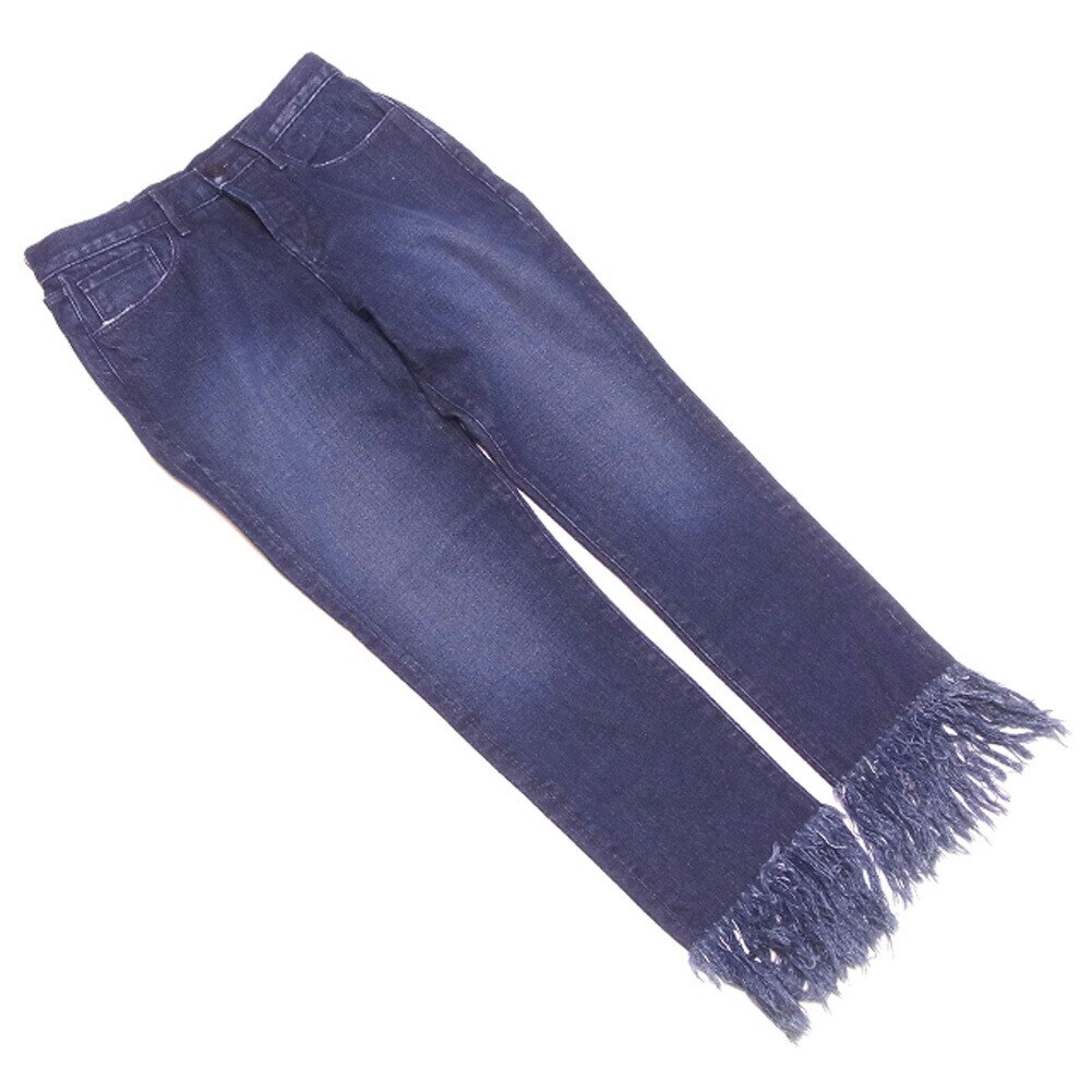 ジーンズ 裾フリンジ パンツ デニム 25サイズ ネイビー 中古