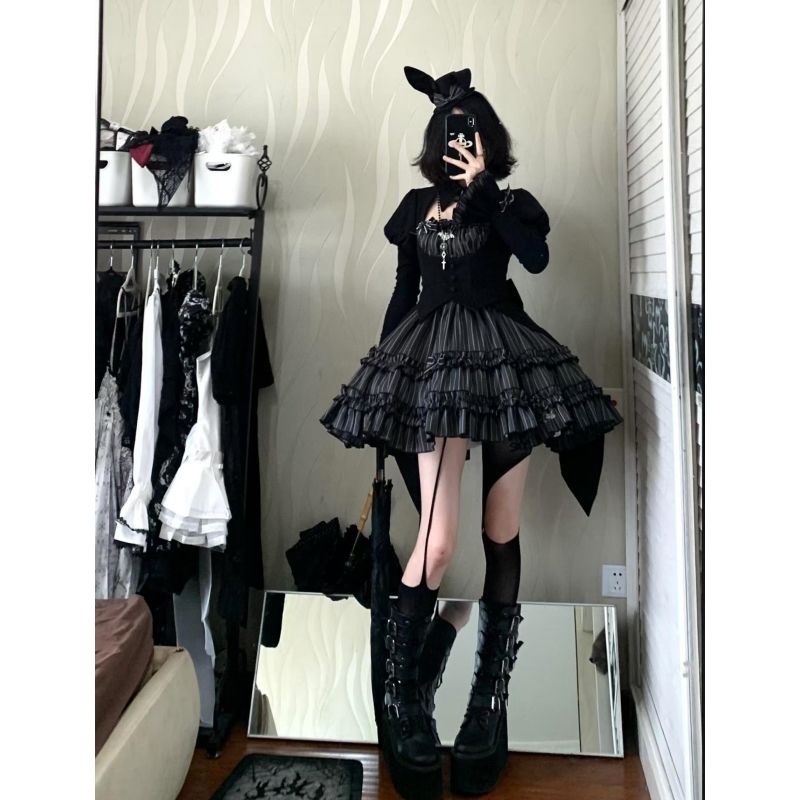 ダーク系ロリータ コスチューム レディース コスプレ かわいい コスプレロリータ王女スカート