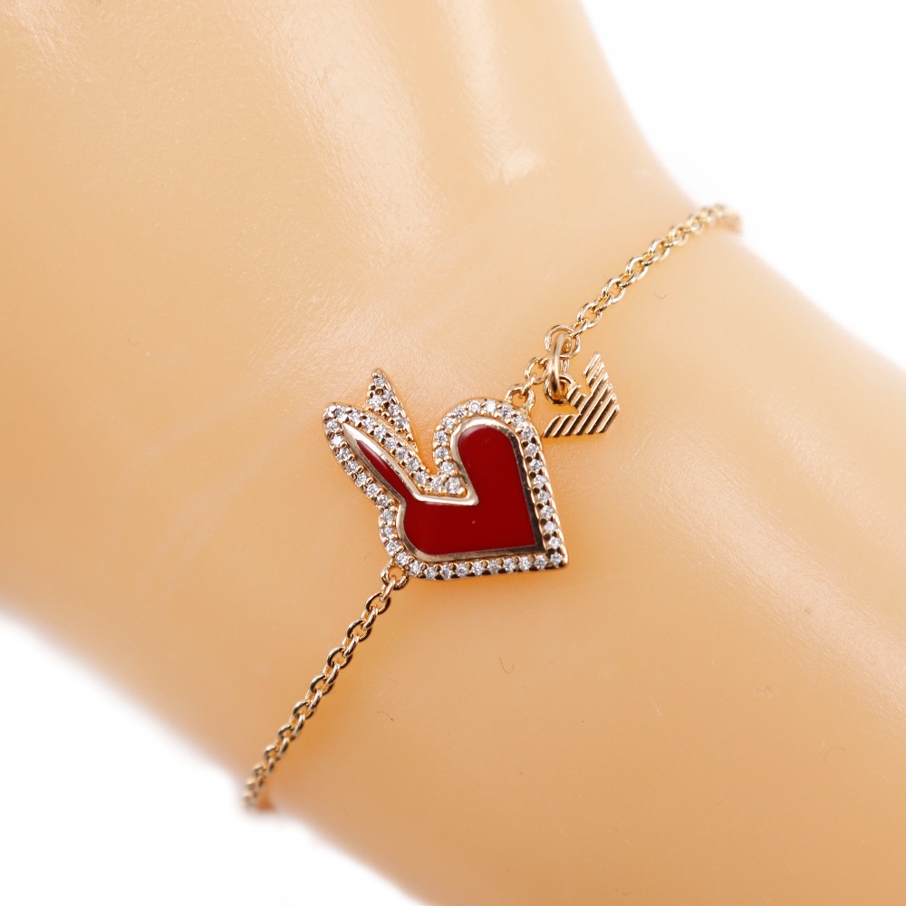 ステーション ハート ブレスレット シルバー925 ピンクゴールド 約4.1g レディース 中古品 A-ランク