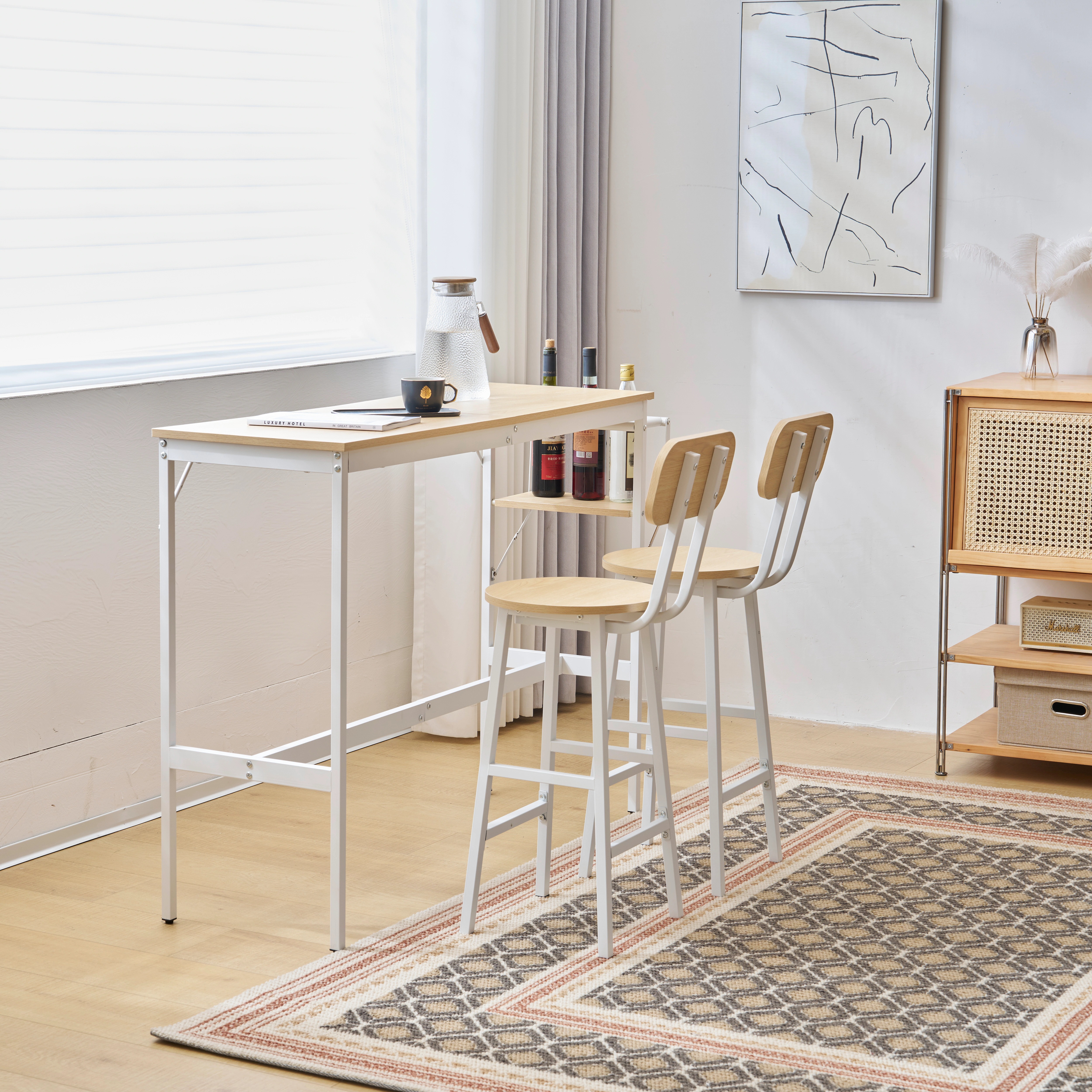 【国内即日発送】新発売 カウンターテーブル スツール 3点セット ハイテーブル 木製 カウンター 木製 モダン 北欧 シンプル ダイニングテーブルセット 省スペース おしゃれ 15,177円