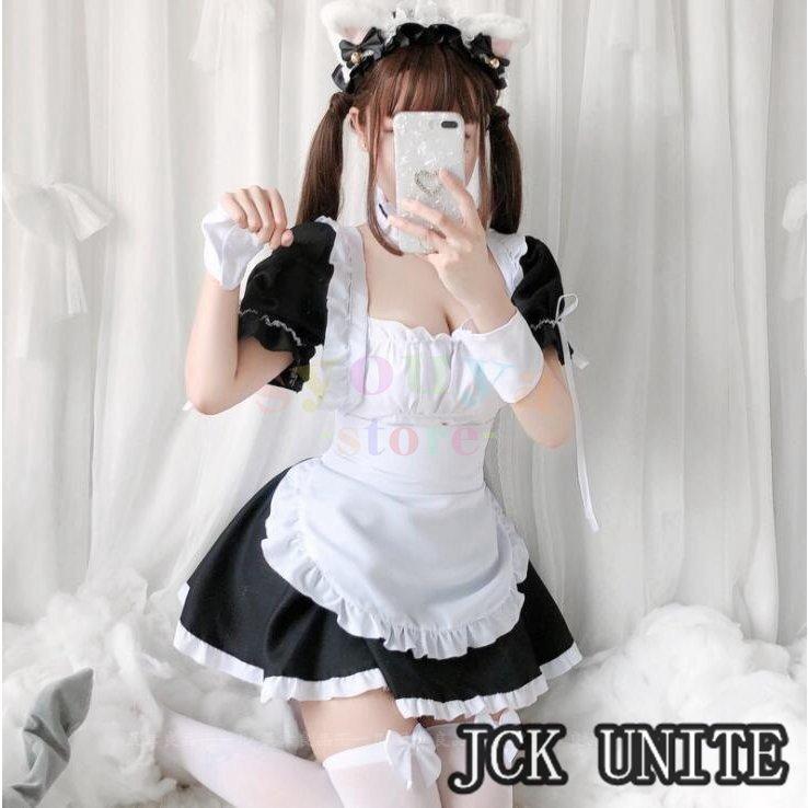 jckunite仮装 jckunite 猫 魔女 メイド服 コスチューム 猫耳 巫女 女王 衣装 猫女 ワンピース 5点セット レディース ロングドレス パーティー変装 動物衣装
