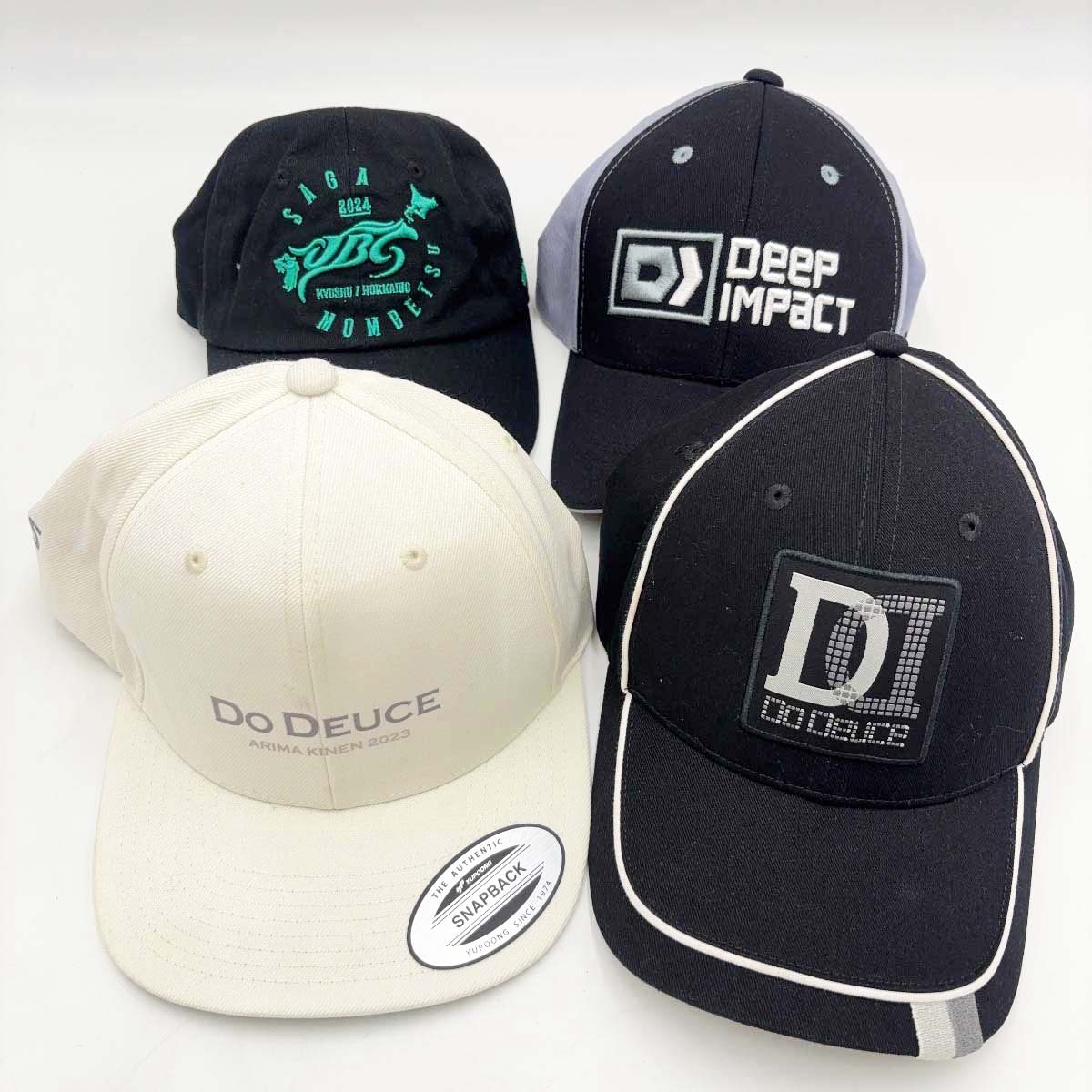 【中古】[4点セット] ディープインパクト ドウデュース 佐賀 紋別 競馬場 キャップ 帽子