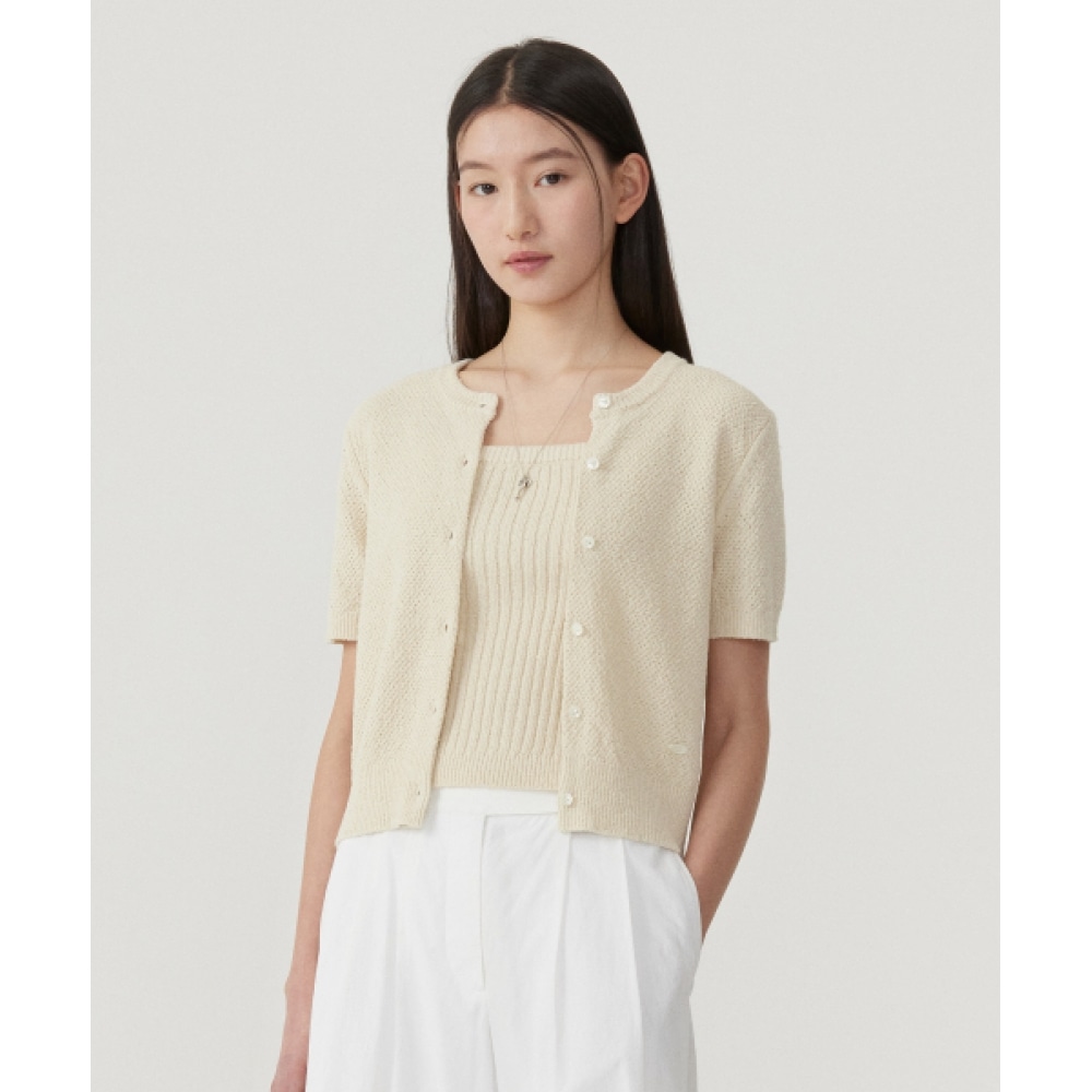 COVERNAT WOMAN カットアウト半袖カーディガン Butter