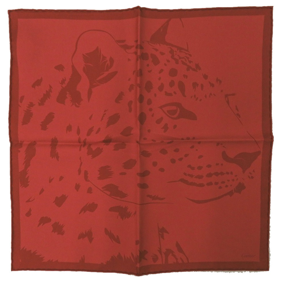 新品同様 ヒョウ スカーフ シルク/シルク レッド 0280【中古】 レディース