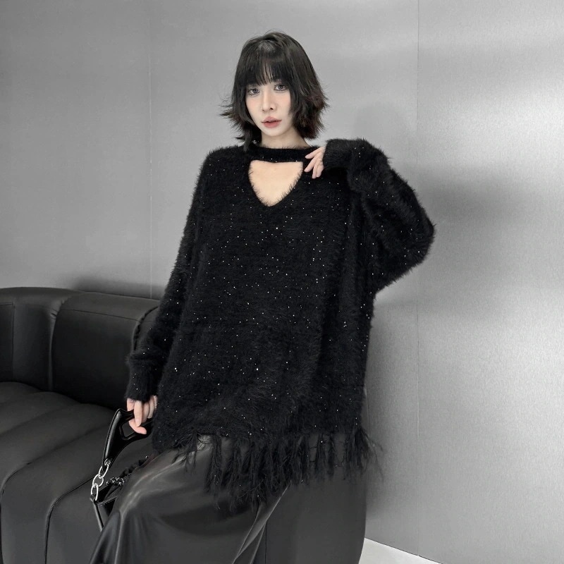 【送.料.無.料】【高.品.質人気品!】【急速出荷】2025初春作高.品.質Vネックロングレディースニットベーシックニット4色セーターアウターメガ割